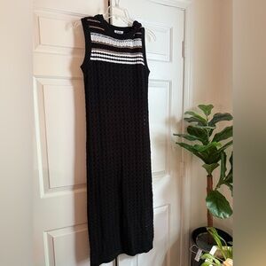 NWT 525 American Cotton Crochet Maxi Dress Black  SizeXS-XL Beach Resort Coastal